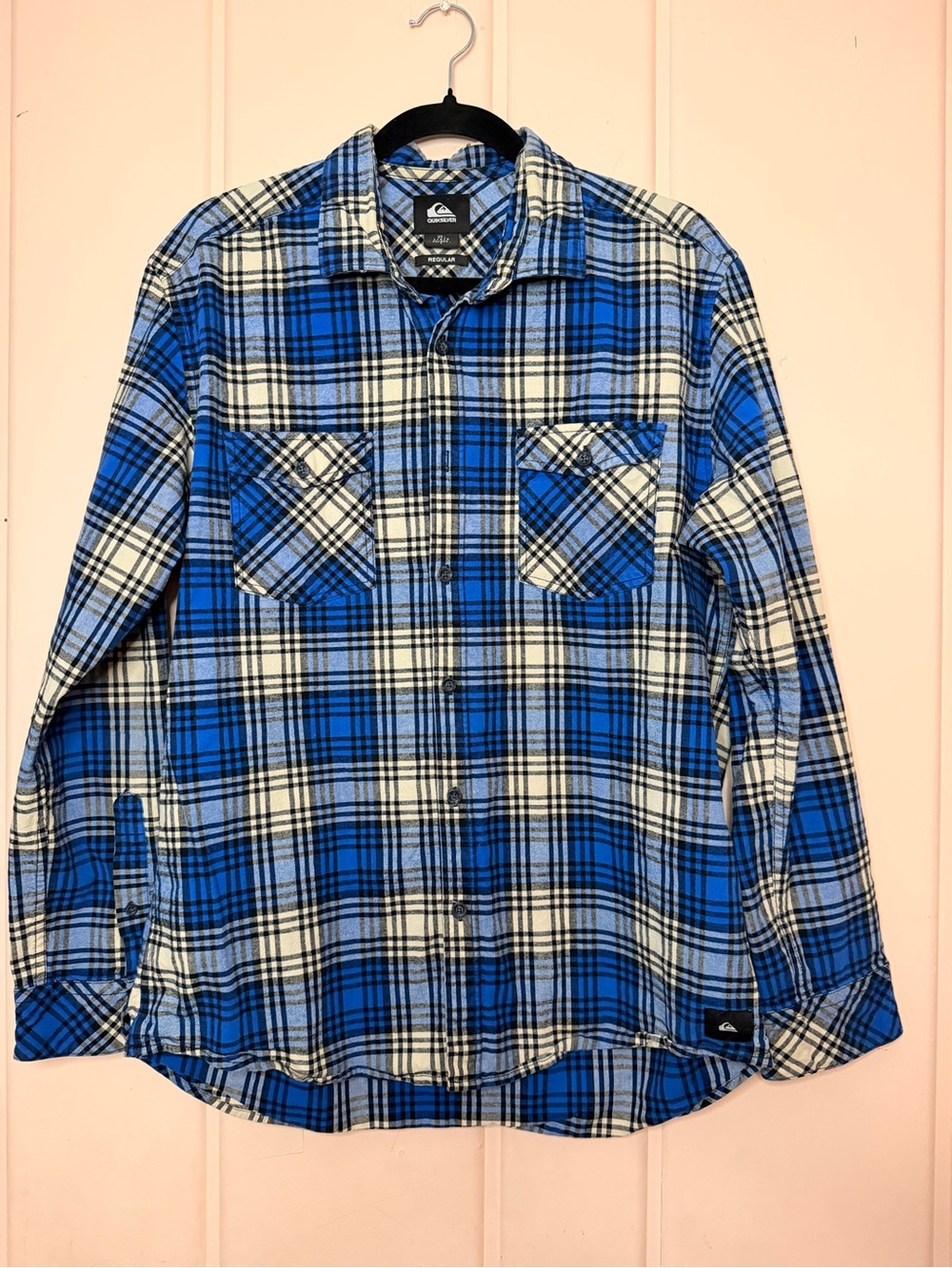 Quiksilver Men's Blue Plaid Flannel Shirt SzL